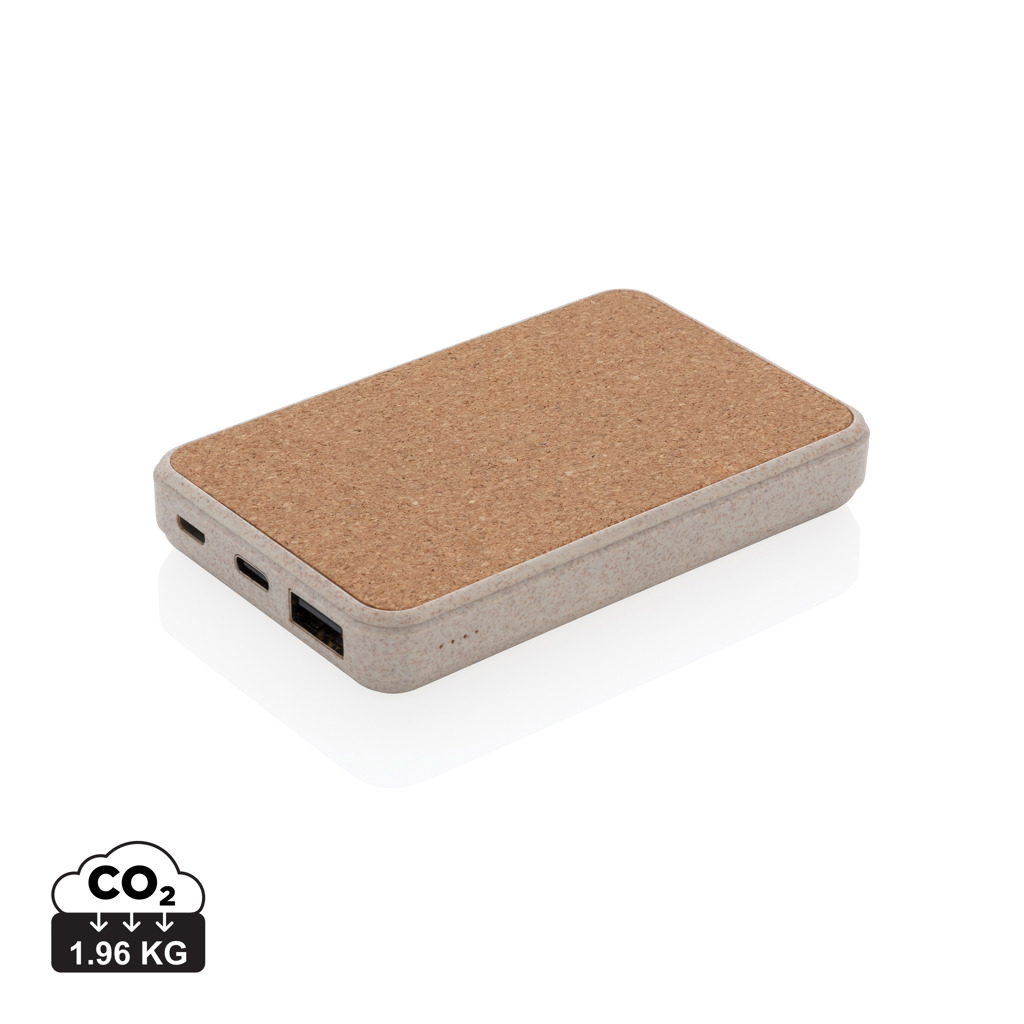 Powerbank de bolsillo de corcho y trigo de 5.000 mAh publicitario